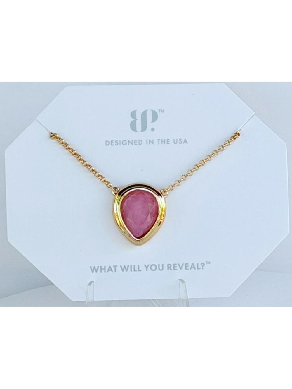 Bomb Party Necklace "A Pear To Dream By" Purple Kunzite / Quartz on Gold Bezel